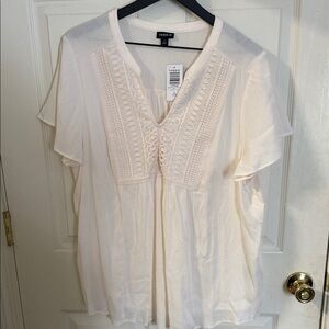 Torrid Ivory Embroidered Blouse
